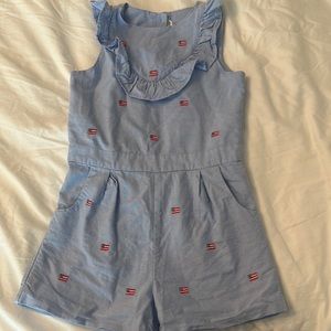Adorable blue romper with American flags